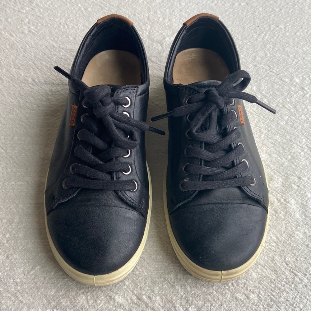 Ecco black leather sneakers . women’s size 7.5 or 38